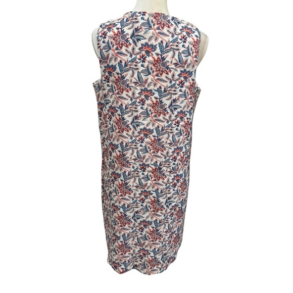 J. McLaughlin Rue Coral/Blue Linen Floral Sleeveless Shift Dress Medium NEW $218 - Picture 7 of 16